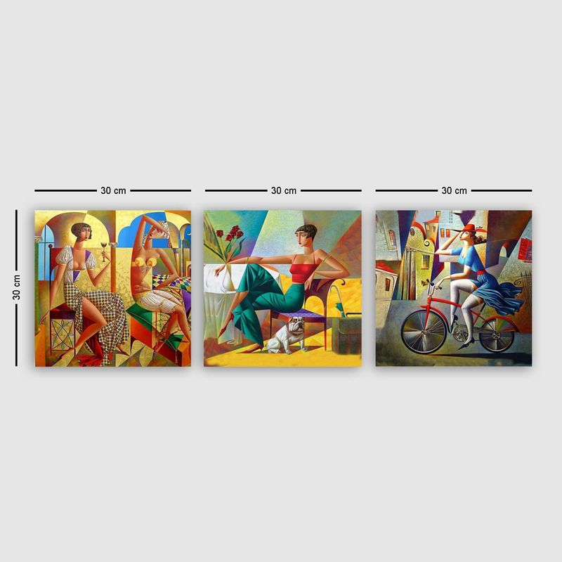 Casa si Gradina - Decoratiuni - Tablouri - Tablou decorativ, Wallxpert, panza, multicolor, 30x90 cm, set 3 piese, 564RMY1174 - Infinity.ro