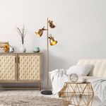 Casa si Gradina - Corpuri si surse de iluminat - Veioze si lampi - Lampadare - Lampadar, Opviq, metal, auriu, 37x37x162 cm - Infinity.ro