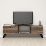 Casa si Gradina - Mobilier - Comode si corpuri - Console - Suport tv, Hanah Home, pal melaminat, nuc si negru, 138x42.6x29.5 cm - Infinity.ro