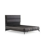 Casa si Gradina - Mobilier - Paturi si accesorii - Paturi - Pat dublu cu tablie, Hanah Home, placa aglomerata melaminata, stofa, gri inchis, 160x200 cm - Infinity.ro