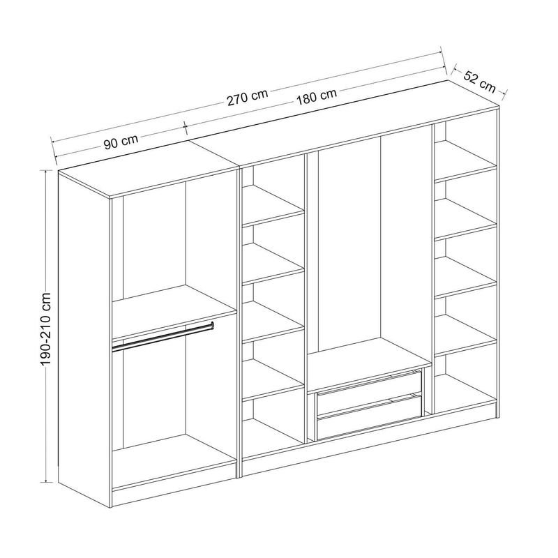 Casa si Gradina - Mobilier - Dulapuri si sifoniere - Dulapuri - Dulap, Hanah Home, pal melaminat, dore, 270x190x52 cm - Infinity.ro