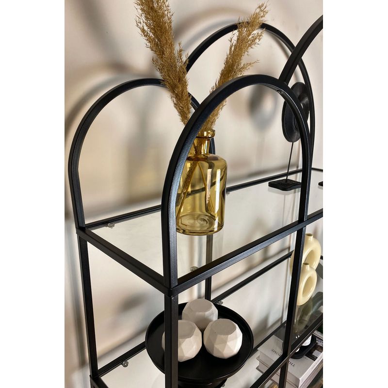 Casa si Gradina - Mobilier - Biblioteci si rafturi - Biblioteci - Biblioteca, Hanah Home, sticla securizata si metal, negru si transparent, 100x175x30 cm - Infinity.ro