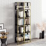 Casa si Gradina - Mobilier - Biblioteci si rafturi - Biblioteci - Biblioteca, Hanah Home, pal melaminat, auriu si negru, 32.2x31.3x178.5 cm - Infinity.ro