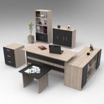 Casa si Gradina - Mobilier - Mese si birouri - Birouri - Set mobilier birou, Hanah Home, pal melaminat, stejar si negru, 956LCS3406 - Infinity.ro
