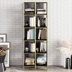 Casa si Gradina - Mobilier - Biblioteci si rafturi - Biblioteci - Biblioteca, Hanah Home, pal melaminat, auriu si negru, 32.2x31.3x178.5 cm - Infinity.ro