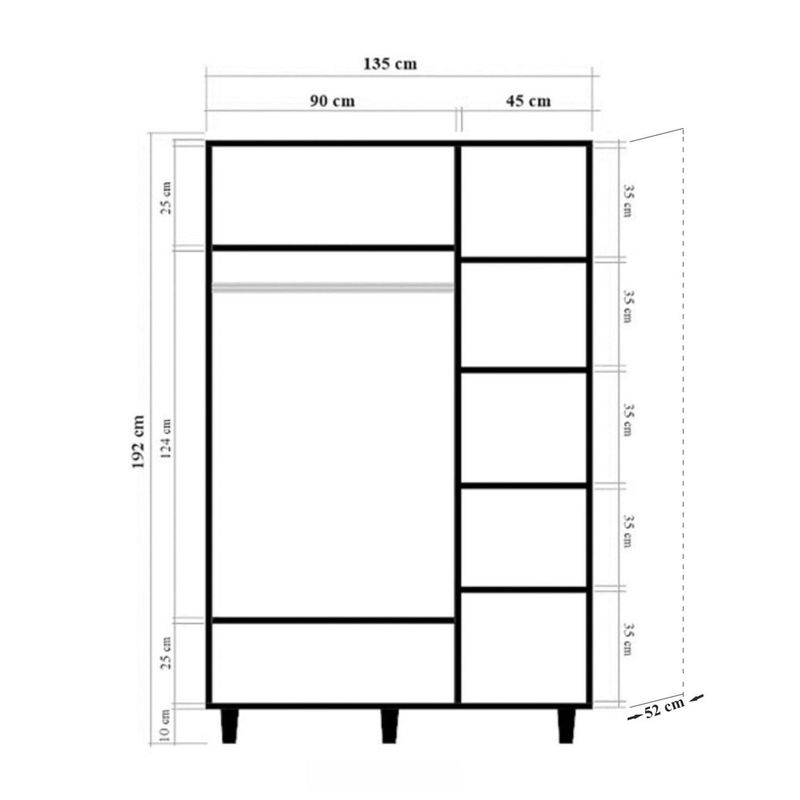 Casa si Gradina - Mobilier - Dulapuri si sifoniere - Sifoniere - Sifonier, Hanah Home, pal melaminat, stejar sonoma, 135x52x192 cm, 863SPH4215 - Infinity.ro