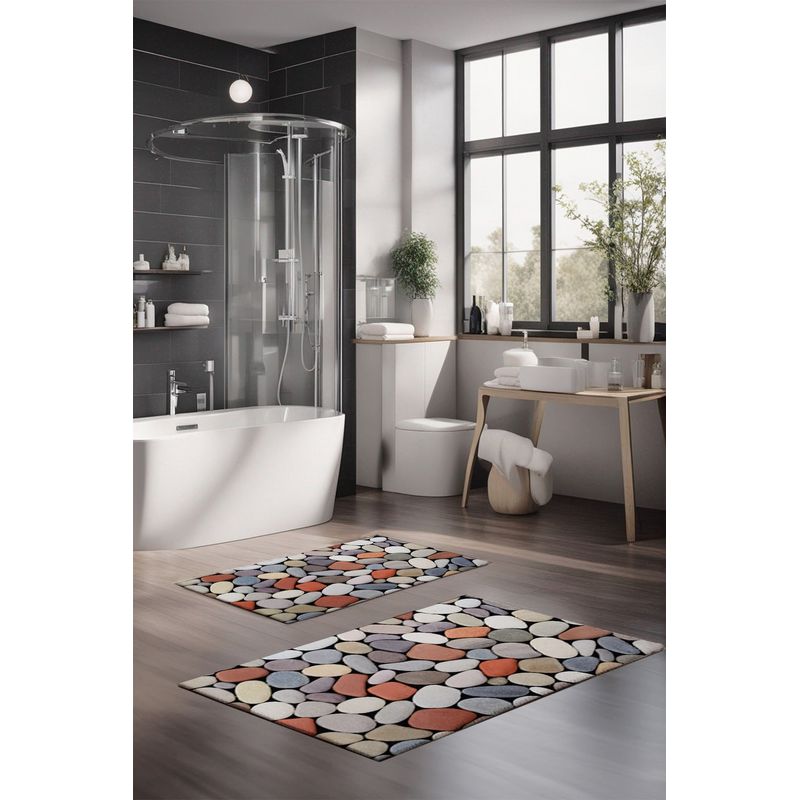 Casa si Gradina - Textile si covoare - Covoare - Covorase baie - Set covorase de baie, L'essentiel Maison, multicolor, 40x60 cm si 60x100 cm, 100% poliester, antiderapant, 323CTW1301 - Infinity.ro