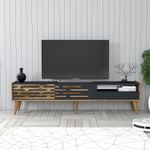 Casa si Gradina - Mobilier - Comode si corpuri - Comode - Comoda tv, Hanah Home, pal melaminat, nuc si antracit, 180x45x35 cm, 845HCT5349 - Infinity.ro