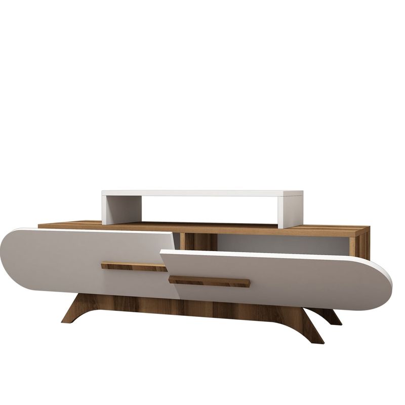 Casa si Gradina - Mobilier - Comode si corpuri - Comode - Comoda tv, Hanah Home, pal melaminat, nuc si alb, 145x49.8x36.8 cm, 845HCT3049 - Infinity.ro