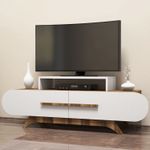 Casa si Gradina - Mobilier - Comode si corpuri - Comode - Comoda tv, Hanah Home, pal melaminat, nuc si alb, 145x49.8x36.8 cm, 845HCT3049 - Infinity.ro