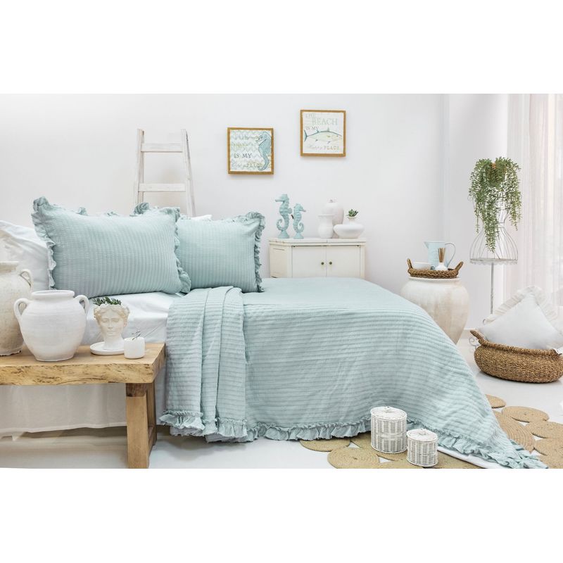 Casa si Gradina - Textile si covoare - Lenjerii de pat - Seturi de lenjerie - Set pique dublu, L'essentiel Maison, menta, 240x260 cm, 100% bumbac, jacquard - Infinity.ro