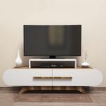 Casa si Gradina - Mobilier - Comode si corpuri - Comode - Comoda tv, Hanah Home, pal melaminat, nuc si alb, 145x49.8x36.8 cm, 845HCT3049 - Infinity.ro