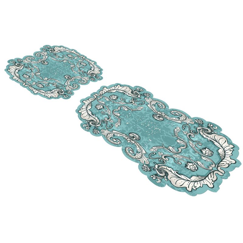 Casa si Gradina - Textile si covoare - Covoare - Covorase baie - Set covorase de baie, L'essentiel Maison, turcoaz, 50x60 cm si 60x100 cm, 100% poliester, antiderapant - Infinity.ro