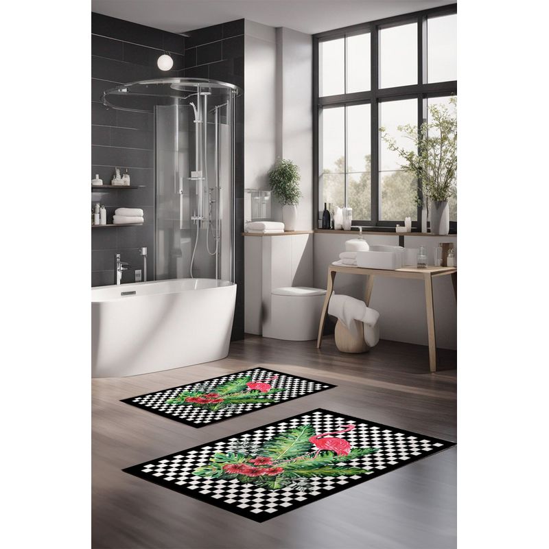 Casa si Gradina - Textile si covoare - Covoare - Covorase baie - Set covorase baie, L'essentiel Maison, multicolor, 40x60 cm si 60x100 cm, 100% poliester, antiderapant, 323CTW1374 - Infinity.ro