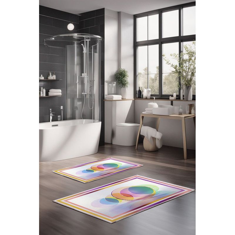 Casa si Gradina - Textile si covoare - Covoare - Covorase baie - Set covorase baie, L'essentiel Maison, multicolor, 40x60 cm si 60x100 cm, 100% poliester, antiderapant, 323CTW1196 - Infinity.ro