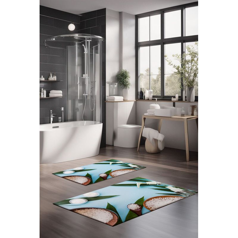 Casa si Gradina - Textile si covoare - Covoare - Covorase baie - Set covorase de baie, L'essentiel Maison, multicolor, 40x60 cm si 60x100 cm, 100% poliester, antiderapant, 323CTW1296 - Infinity.ro