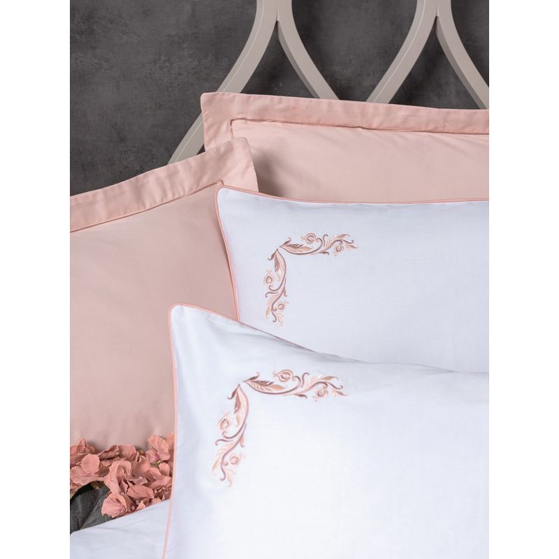 Casa si Gradina - Textile si covoare - Lenjerii de pat - Seturi de lenjerie - Set lenjerie pat dublu, L'essentiel Maison, roz alb, 200x220 cm, bumbac satinat, imprimare digitala - Infinity.ro