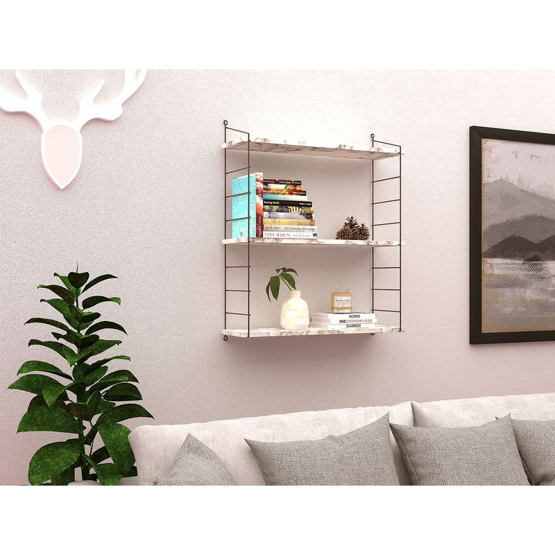 Casa si Gradina - Mobilier - Biblioteci si rafturi - Etajere - Etajera de perete, Hanah Home, panou aglomerat cu melamina, marmura carrara, 72x20x85 cm - Infinity.ro
