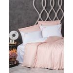 Casa si Gradina - Textile si covoare - Lenjerii de pat - Seturi de lenjerie - Set lenjerie pat dublu, L'essentiel Maison, roz alb, 200x220 cm, bumbac satinat, imprimare digitala - Infinity.ro