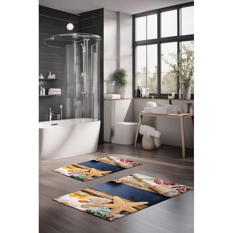 Casa si Gradina - Textile si covoare - Covoare - Covorase baie - Set covorase de baie, L'essentiel Maison, multicolor, 40x60 cm si 60x100 cm, 100% poliester, antiderapant, 323CTW1234 - Infinity.ro