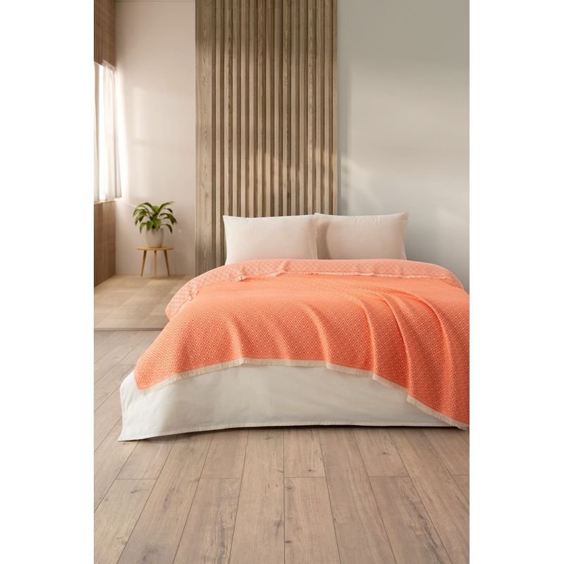 Casa si Gradina - Textile si covoare - Pături și cuverturi - Pături - Patura, L'essentiel Maison, portocaliu, 210x230 cm, 100% bumbac - Infinity.ro