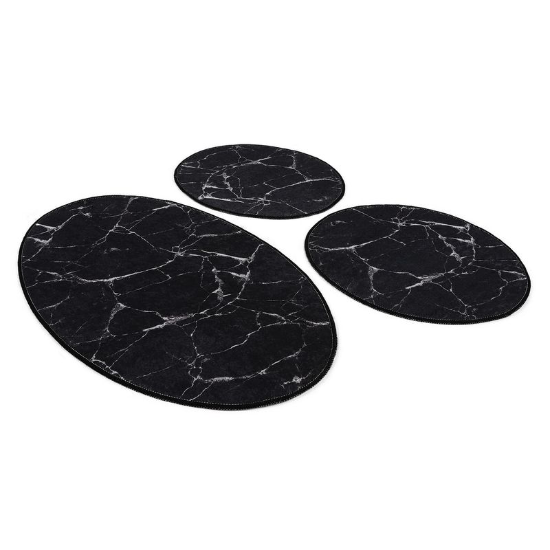 Casa si Gradina - Textile si covoare - Covoare - Covorase baie - Set covorase de baie, L'essentiel Maison, alb si negru, 50x60 cm si 60x100 cm, 100% poliester, antiderapant, 359CHL3242 - Infinity.ro