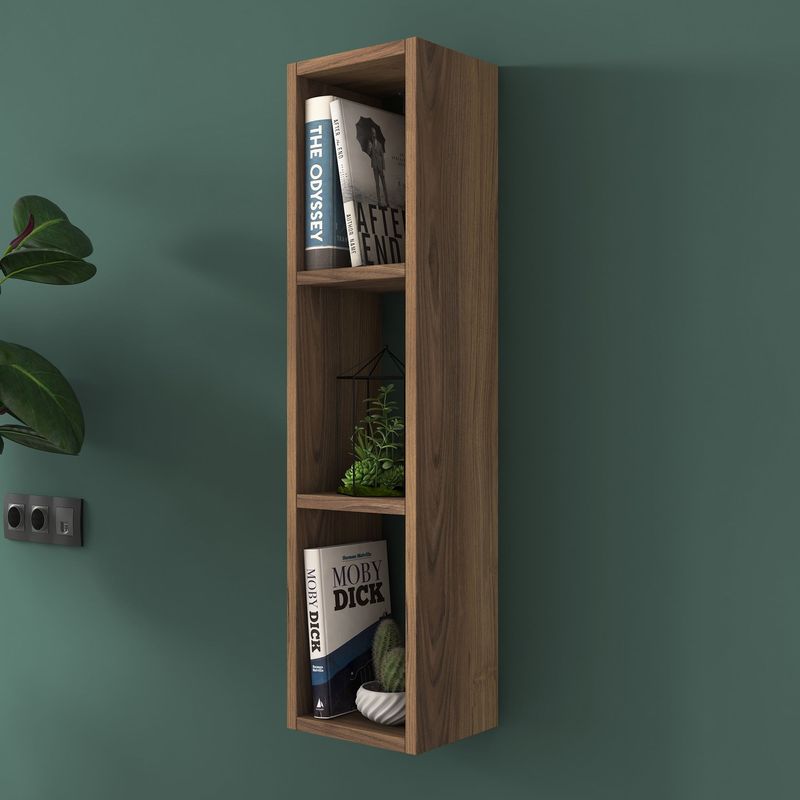 Casa si Gradina - Mobilier - Biblioteci si rafturi - Etajere - Etajera de perete, Hanah Home, PAL melaminat, nuc, 22.1x18.5x90 cm - Infinity.ro