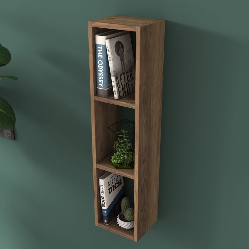 Casa si Gradina - Mobilier - Biblioteci si rafturi - Etajere - Etajera de perete, Hanah Home, PAL melaminat, nuc, 22.1x18.5x90 cm - Infinity.ro