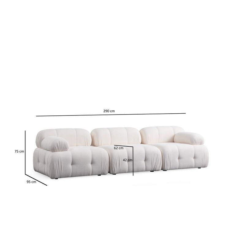 Casa si Gradina - Mobilier - Canapele si coltare - Canapele - Canapea 3 locuri, Atelier Del Sofa, lemn fag si pal, alb, 290x95x75 cm - Infinity.ro