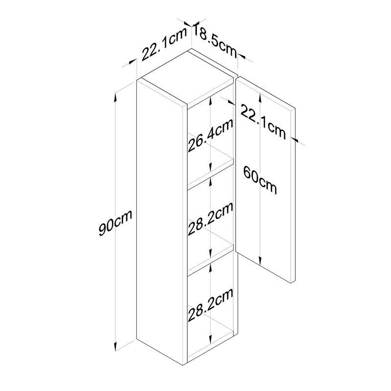 Casa si Gradina - Mobilier - Dulapuri si sifoniere - Dulapuri - Dulap de perete, Hanah Home, pal melaminat, nuc, 22.1x18.5x90 cm - Infinity.ro