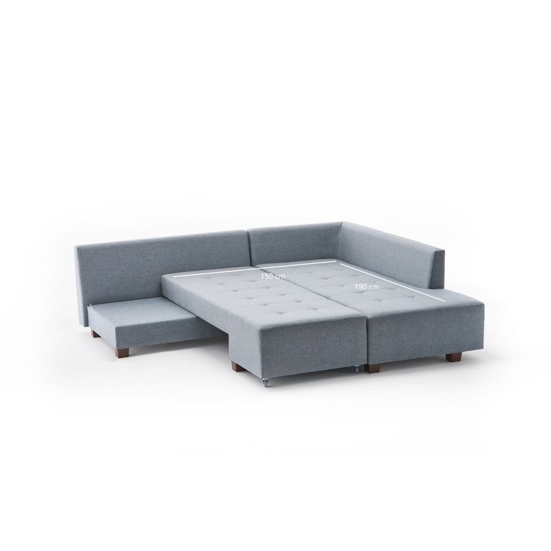 Casa si Gradina - Mobilier - Canapele si coltare - Coltare - Coltar extensibil, Hanah Home, lemn si fibra de lemn, albastru deschis, 280x206x85 cm - Infinity.ro