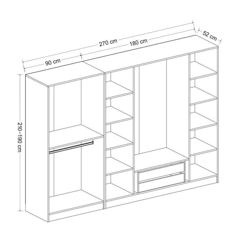 Casa si Gradina - Mobilier - Dulapuri si sifoniere - Dulapuri - Dulap, Hanah Home, PAL melaminat, alb, 270x52x190 cm - Infinity.ro
