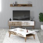 Casa si Gradina - Mobilier - Seturi de mobilier - Seturi living - Set mobilier living, Hanah Home, pal melaminat, nuc si alb, 140x35x45 cm - Infinity.ro