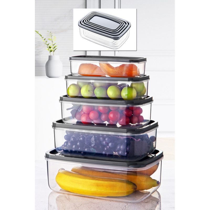 Casa si Gradina - Bucatarie si vesela - Organizare si depozitare bucatarie - Cutii alimentare - Set cutii depozitare, Hermia, plastic, transparent, 5 bucati, diverse dimensiuni, 639OKK1107 - Infinity.ro