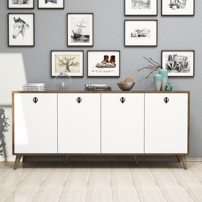 Casa si Gradina - Mobilier - Comode si corpuri - Console - Consola, Hanah Home, pal melaminat, nuc alb, 180x80x45 cm - Infinity.ro