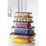 Casa si Gradina - Bucatarie si vesela - Organizare si depozitare bucatarie - Cutii alimentare - Set cutii depozitare, Hermia, plastic, transparent, 5 bucati, diverse dimensiuni, 639OKK1107 - Infinity.ro