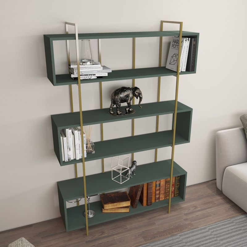 Casa si Gradina - Mobilier - Biblioteci si rafturi - Biblioteci - Biblioteca, Hanah Home, pal melaminat, verde auriu, 120x180x29.6 cm - Infinity.ro