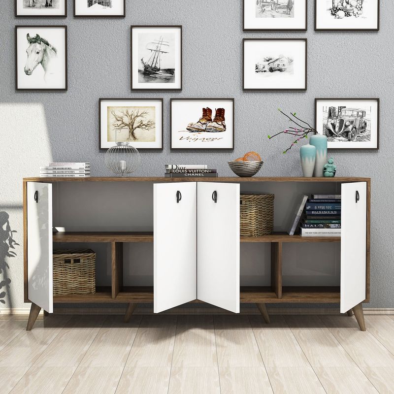 Casa si Gradina - Mobilier - Comode si corpuri - Console - Consola, Hanah Home, pal melaminat, nuc alb, 180x80x45 cm - Infinity.ro