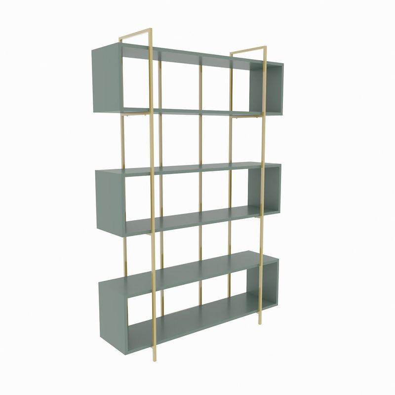 Casa si Gradina - Mobilier - Biblioteci si rafturi - Biblioteci - Biblioteca, Hanah Home, pal melaminat, verde auriu, 120x180x29.6 cm - Infinity.ro
