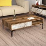 Casa si Gradina - Mobilier - Seturi de mobilier - Seturi living - Set living, Hanah Home, pal melaminat, nuc si alb, masa cafea 105x60x32.6 cm, comoda tv 180x35x47 cm, raft perete 120x16x11.8 cm - Infinity.ro