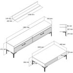 Casa si Gradina - Mobilier - Seturi de mobilier - Seturi living - Set living, Hanah Home, pal melaminat, nuc si alb, masa cafea 105x60x32.6 cm, comoda tv 180x35x47 cm, raft perete 120x16x11.8 cm - Infinity.ro