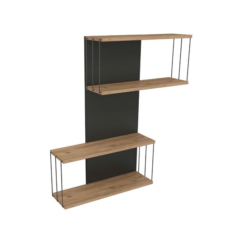 Casa si Gradina - Mobilier - Biblioteci si rafturi - Rafturi - Raft de perete, Hanah Home, pal melaminat, antracit si stejar, 65x19x96 cm - Infinity.ro