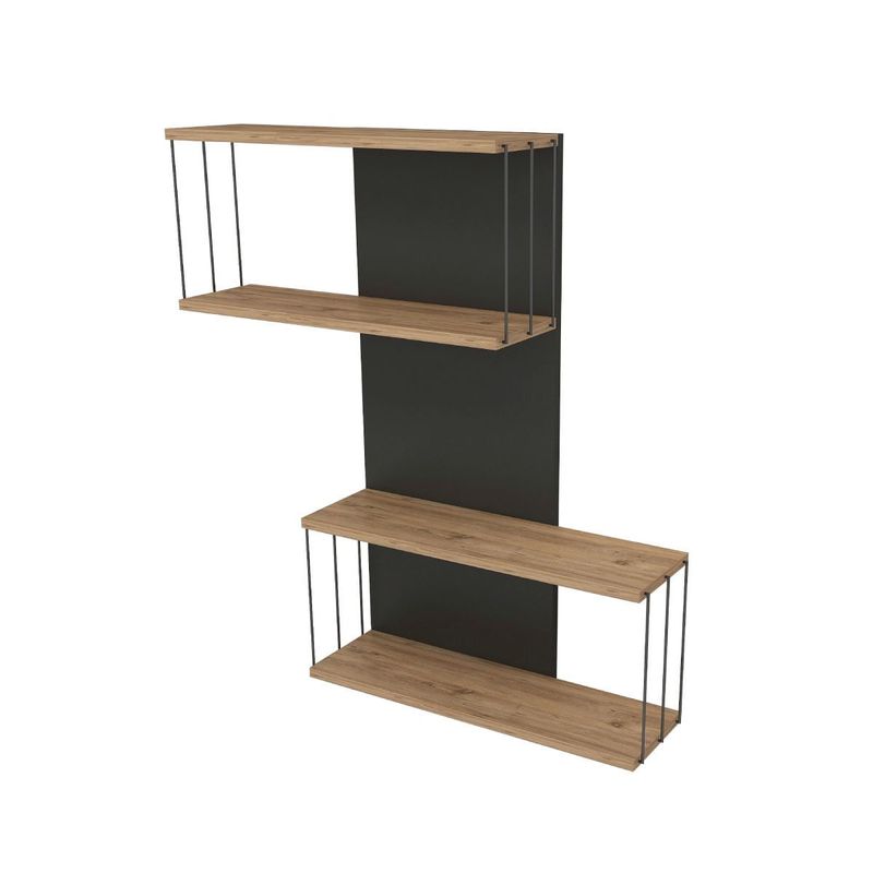 Casa si Gradina - Mobilier - Biblioteci si rafturi - Rafturi - Raft de perete, Hanah Home, pal melaminat, antracit si stejar, 65x19x96 cm - Infinity.ro