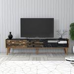 Casa si Gradina - Mobilier - Comode si corpuri - Comode - Comoda tv, Hanah Home, PAL melaminat, nuc, negru, marmura, 180x45x35 cm - Infinity.ro