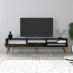 Casa si Gradina - Mobilier - Comode si corpuri - Comode - Comoda tv, Hanah Home, PAL melaminat, nuc, negru, marmura, 180x45x35 cm - Infinity.ro