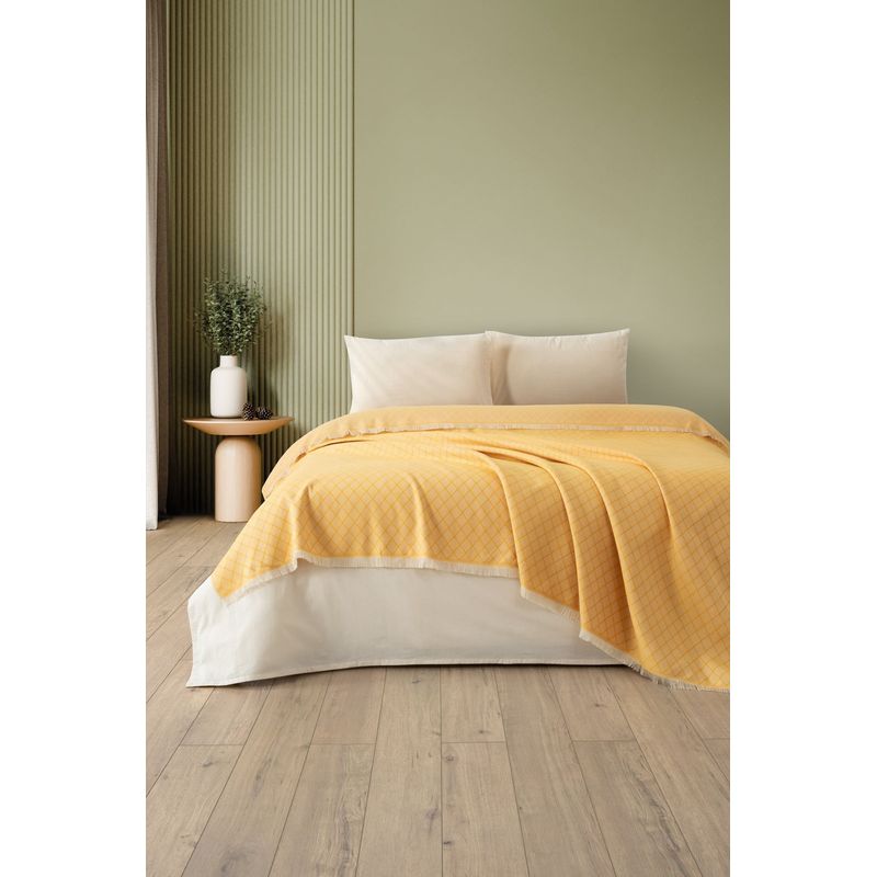 Casa si Gradina - Textile si covoare - Pături și cuverturi - Pături - Patura dubla pique, L'essentiel Maison, mustar, 210x230 cm, 100% bumbac - Infinity.ro