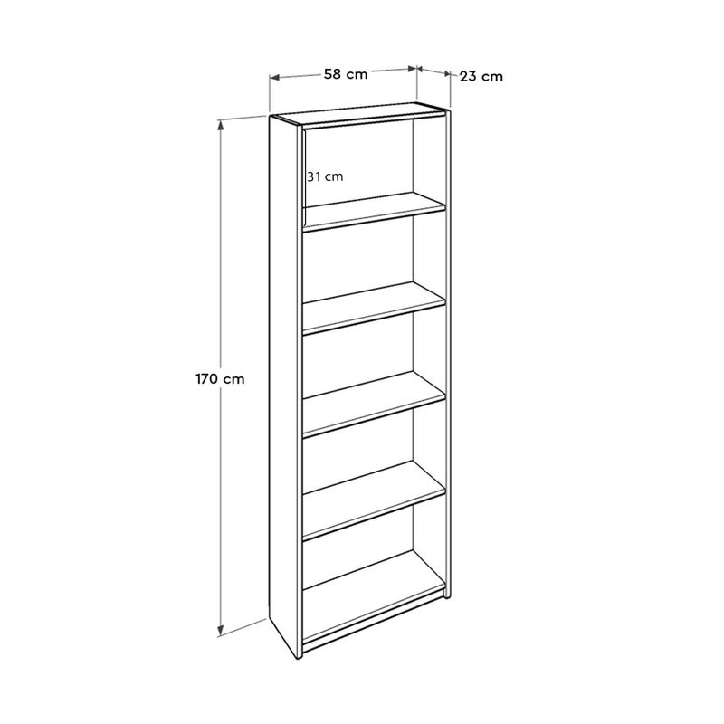 Casa si Gradina - Mobilier - Biblioteci si rafturi - Biblioteci - Biblioteca, Hanah Home, pal melaminat, alb, 58x23x170 cm - Infinity.ro