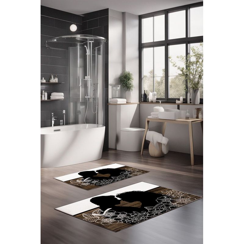 Casa si Gradina - Textile si covoare - Covoare - Covorase baie - Set covorase de baie, L'essentiel Maison, multicolor, 40x60 cm si 60x100 cm, 100% poliester, antiderapant, 323CTW1262 - Infinity.ro