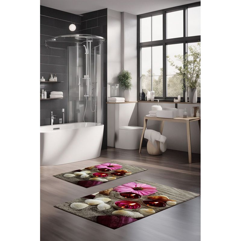 Casa si Gradina - Textile si covoare - Covoare - Covorase baie - Set covorase de baie, L'essentiel Maison, multicolor, 40x60 cm si 60x100 cm, 100% poliester, antiderapant, 323CTW1246 - Infinity.ro