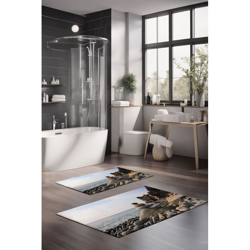 Casa si Gradina - Textile si covoare - Covoare - Covorase baie - Set covorase de baie, L'essentiel Maison, multicolor, 40x60 cm si 60x100 cm, 100% poliester, antiderapant, 323CTW1208 - Infinity.ro